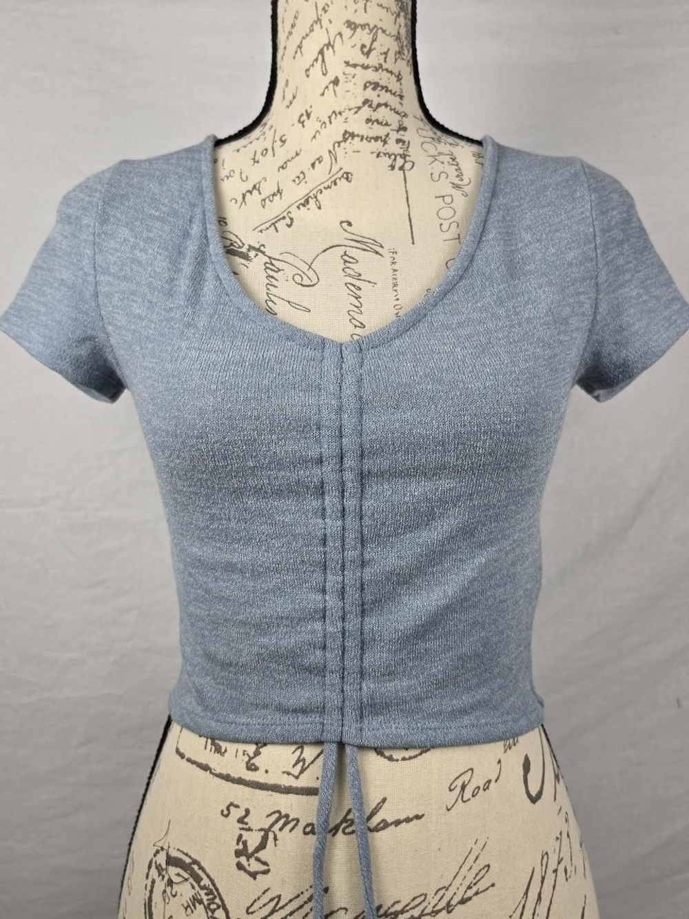 Urban Renewal Light Blue Knit Short-Sleeve Crop Top